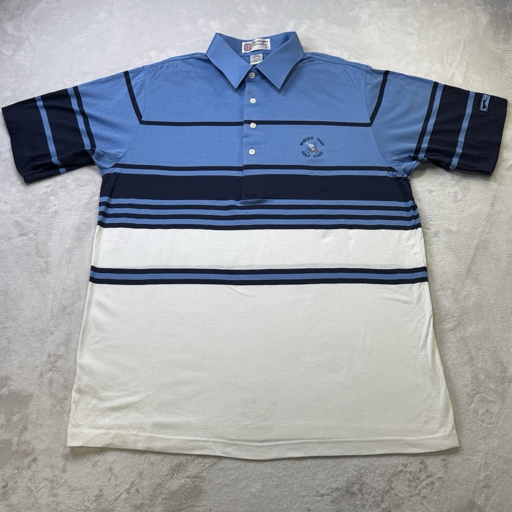 Vintage Slazenger Winged Foot Golf Club Polo Shirt Large Striped Cotton 90s